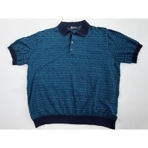 Vintage St. Croix Shop Men's XL Knit Polo Shirt Made in USA Blue Teal 90s